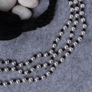 Silver Beads Necklace 3 Line - Angaja Silver