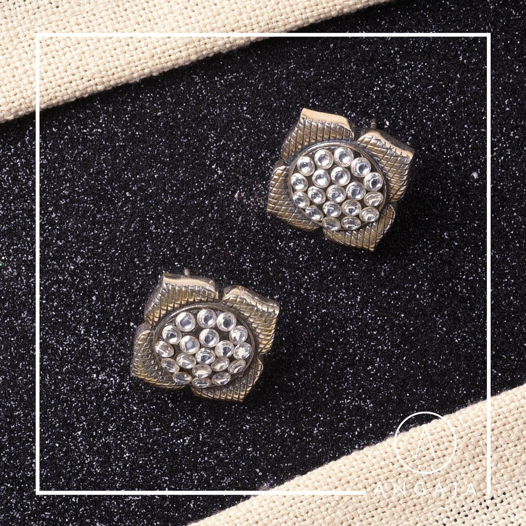 Silver Kundan Stud - Angaja Silver