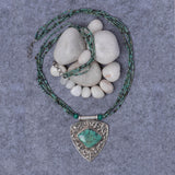 Silver Pendant in Turquoise Beads - Angaja Silver