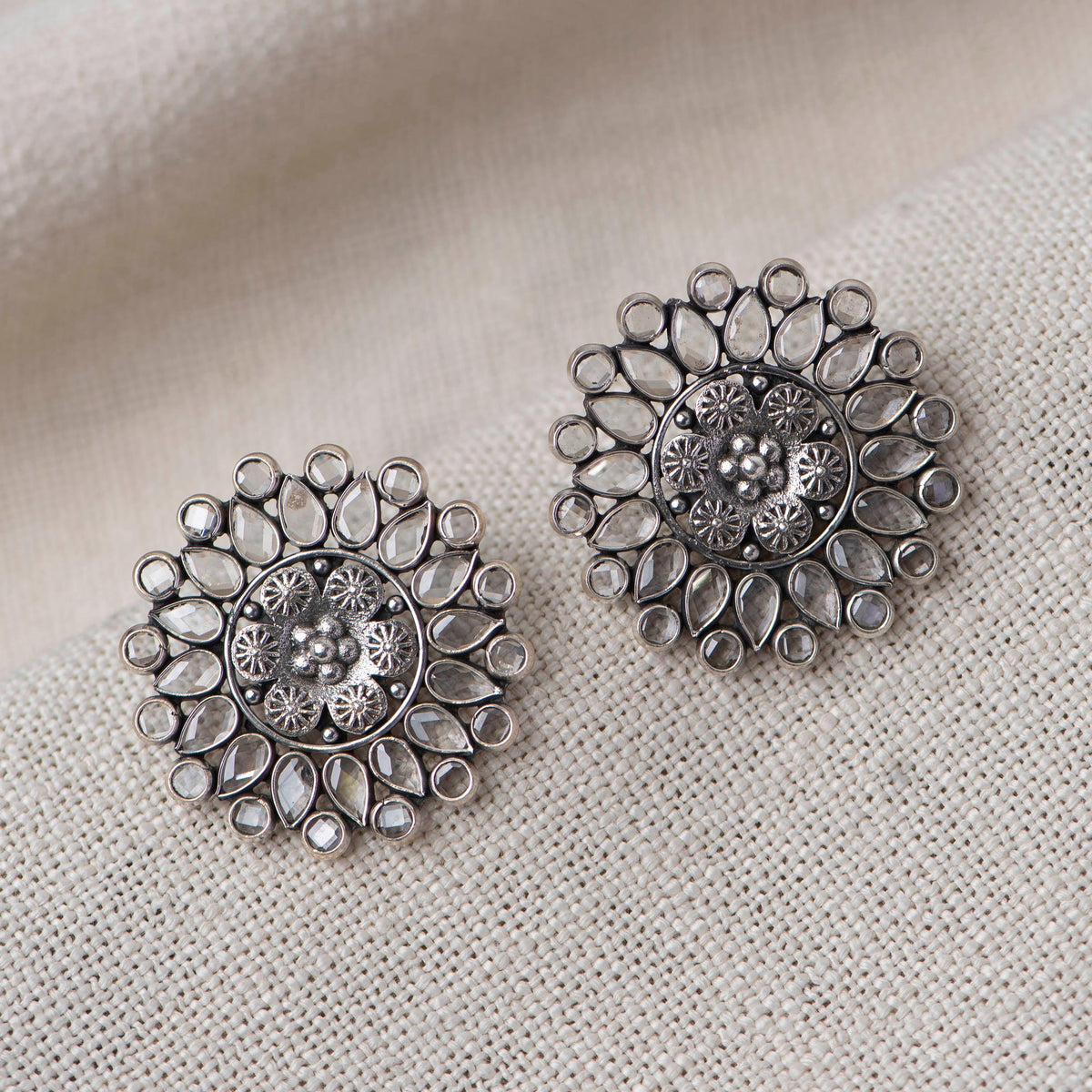 Crystal polkiSilver Studs – Angaja Silver