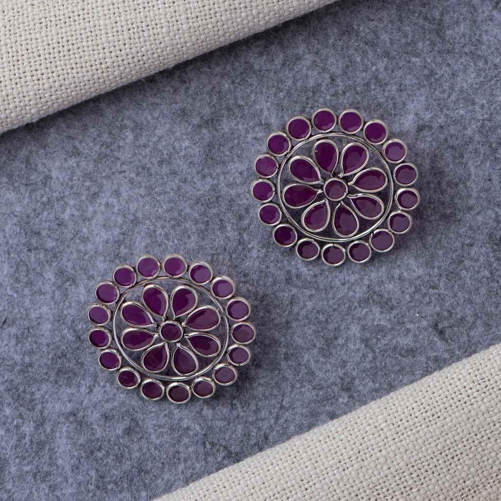 Stone Silver Studs - Angaja Silver