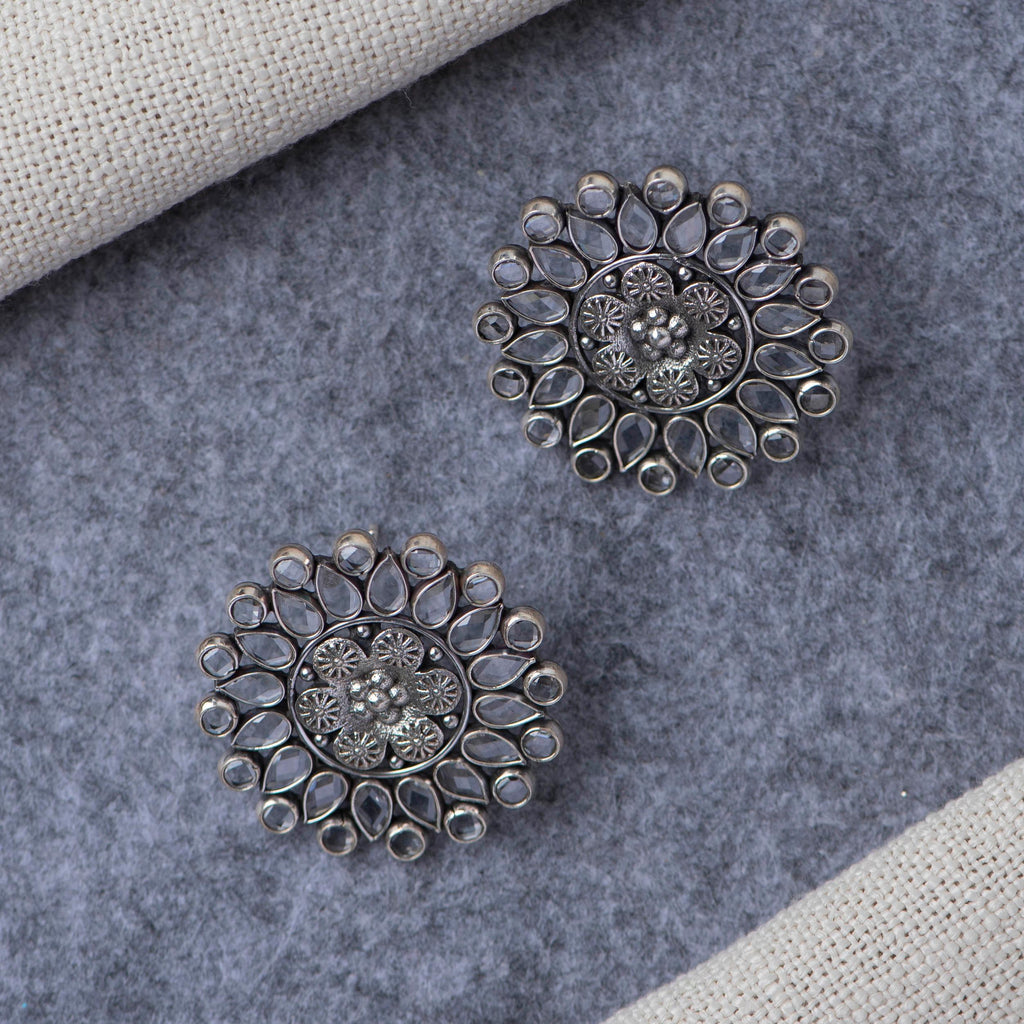 Stone Silver Studs - Angaja Silver