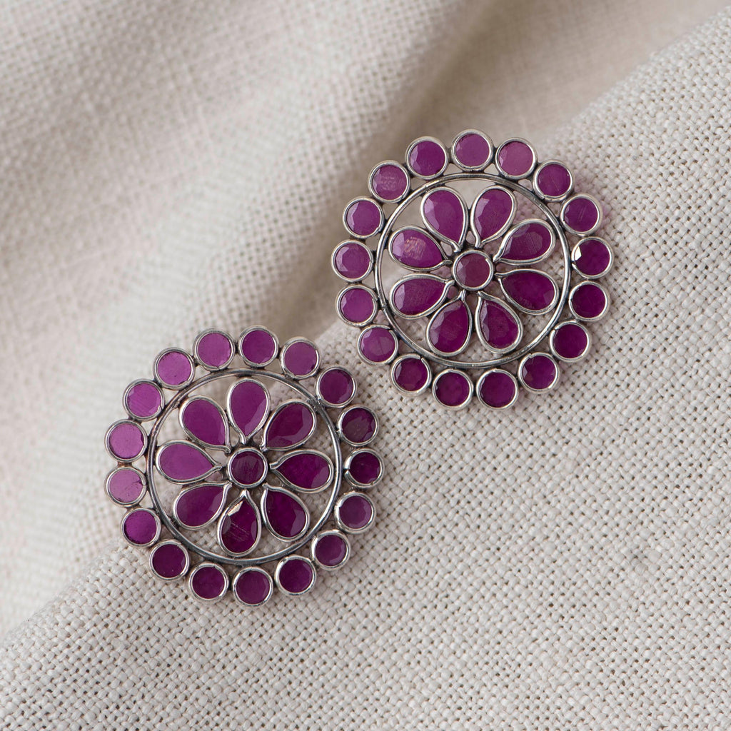 Stone Silver Studs - Angaja Silver