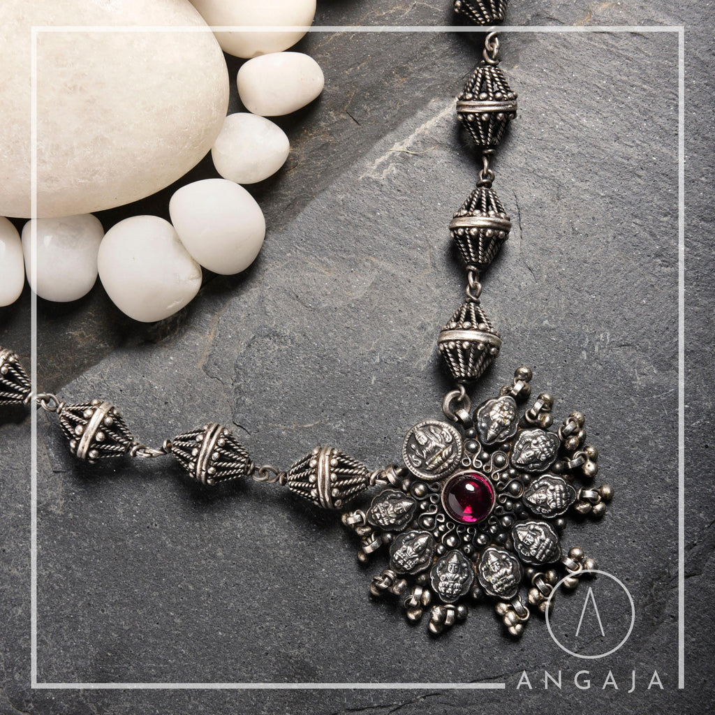 Temple Pendant Silver Necklace - Angaja Silver