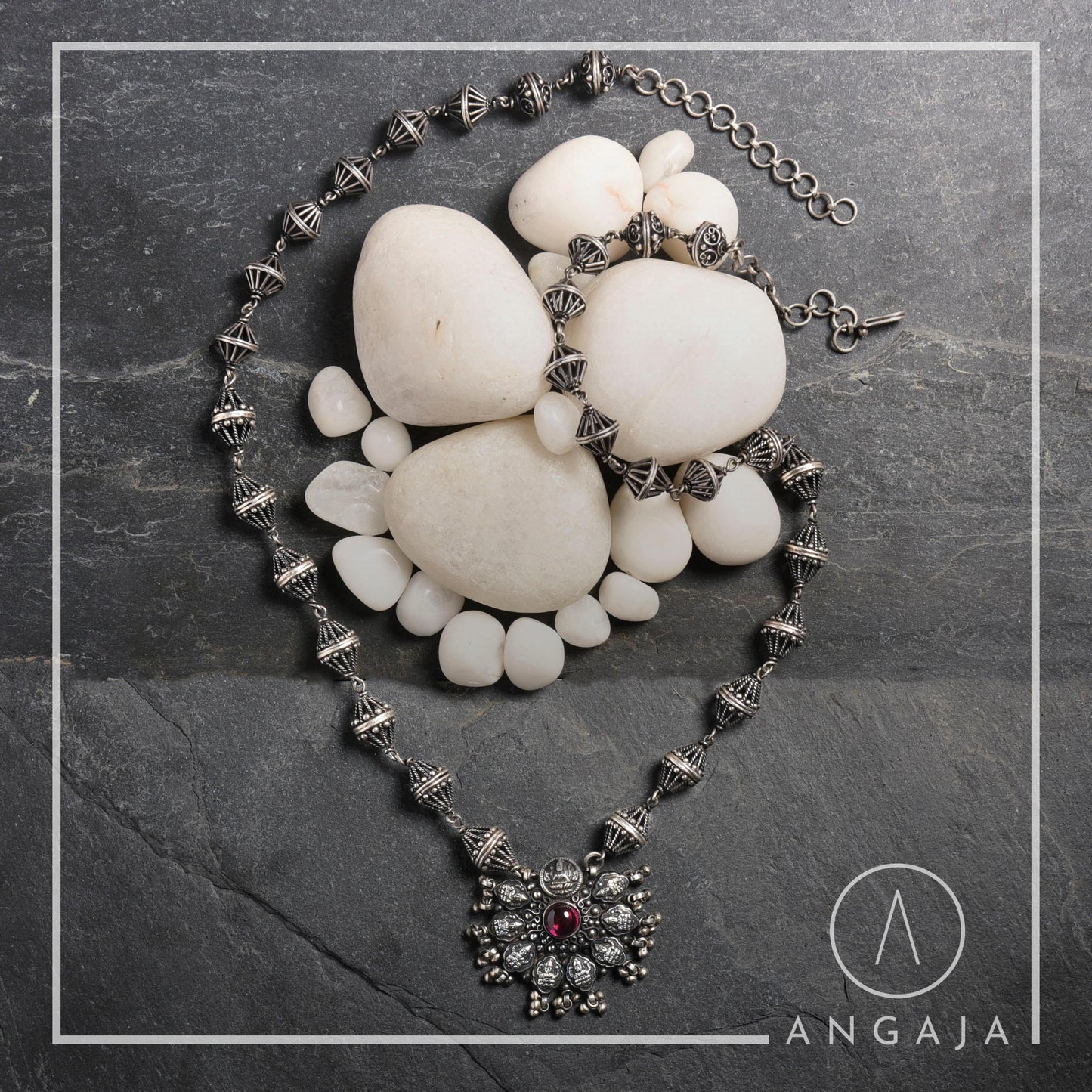 Temple Pendant Silver Necklace - Angaja Silver