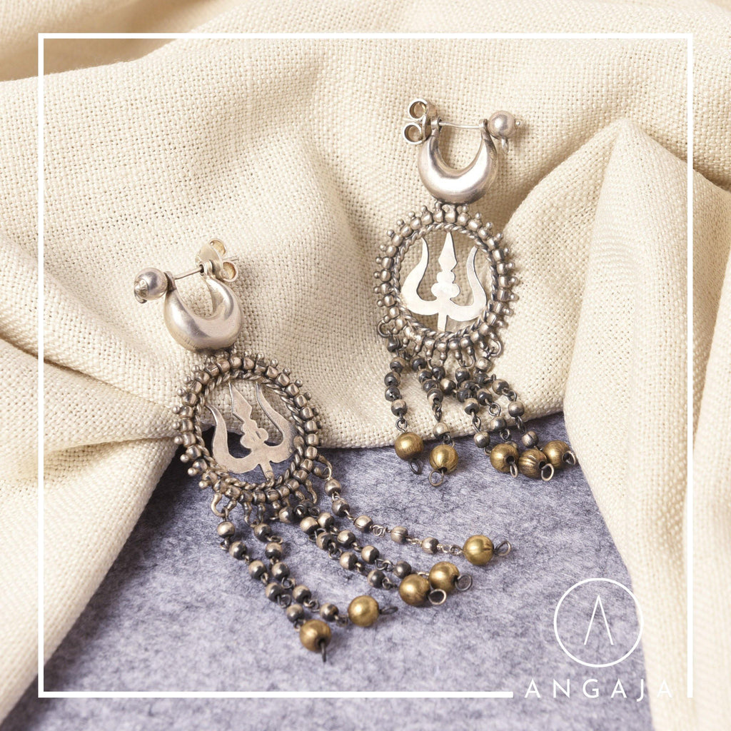 Trishul Earrings - Angaja Silver