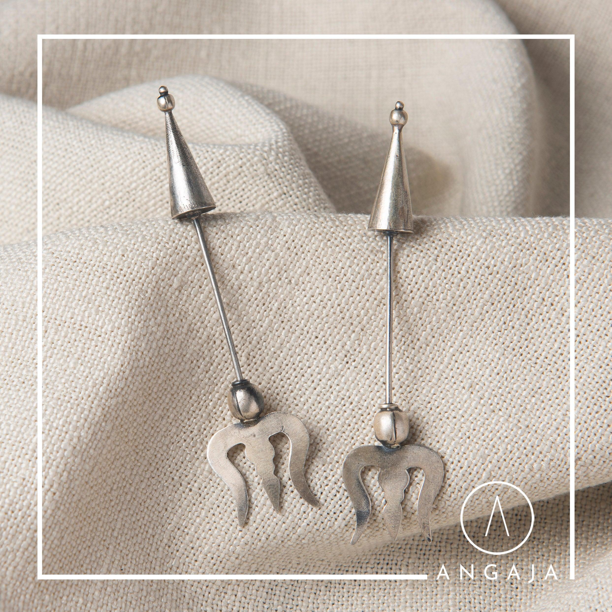 Trishul Silver Earrings – Angaja Silver - Main Image