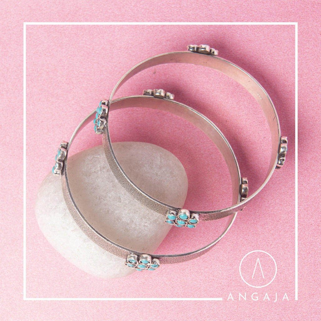 Turquoise Silver Bangle - Angaja Silver