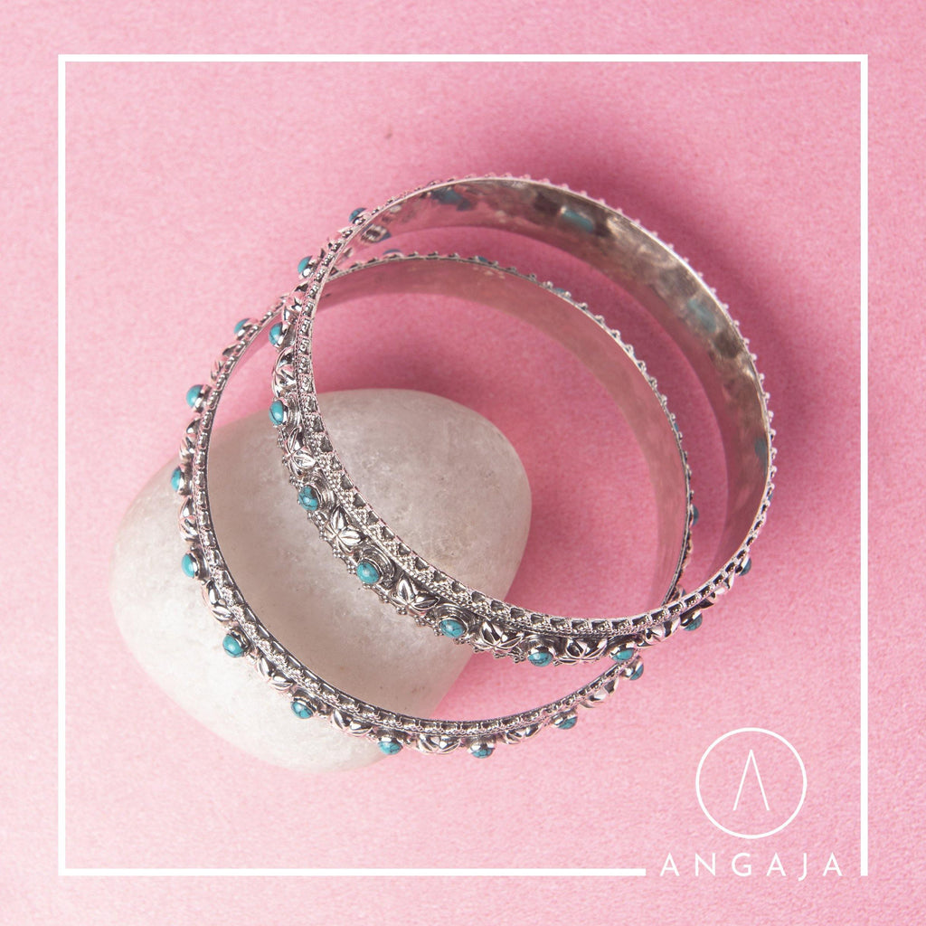 Turquoise Silver Bangle - Angaja Silver