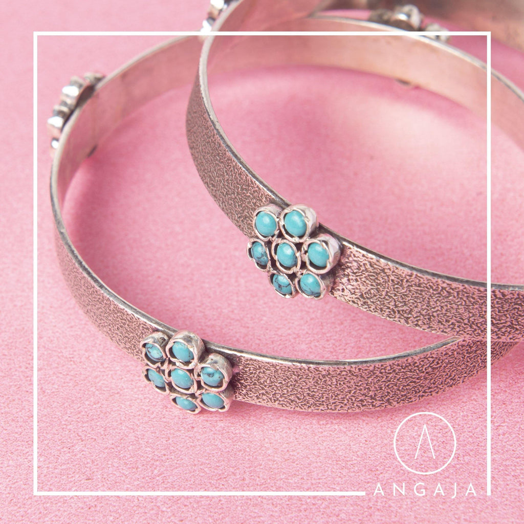 Turquoise Silver Bangle - Angaja Silver