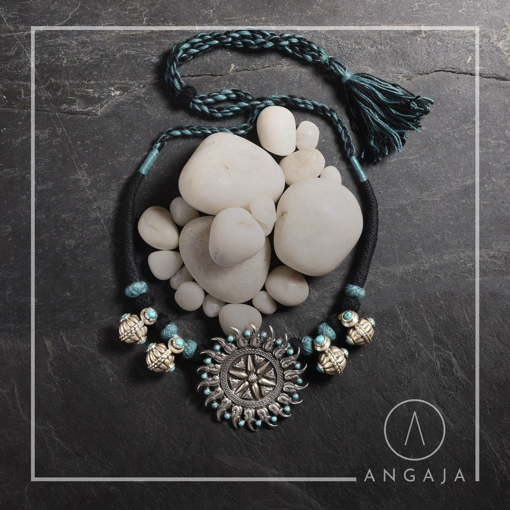 Turquoise Silver Choker - Angaja Silver