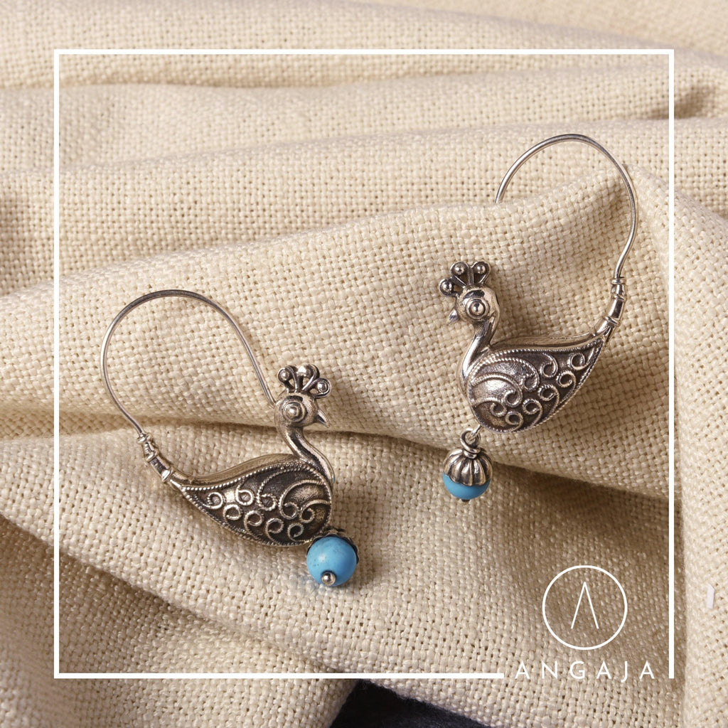 Turquoise Silver Earring - Angaja Silver