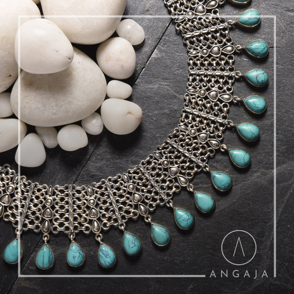 Turquoise Silver Necklace - Angaja Silver