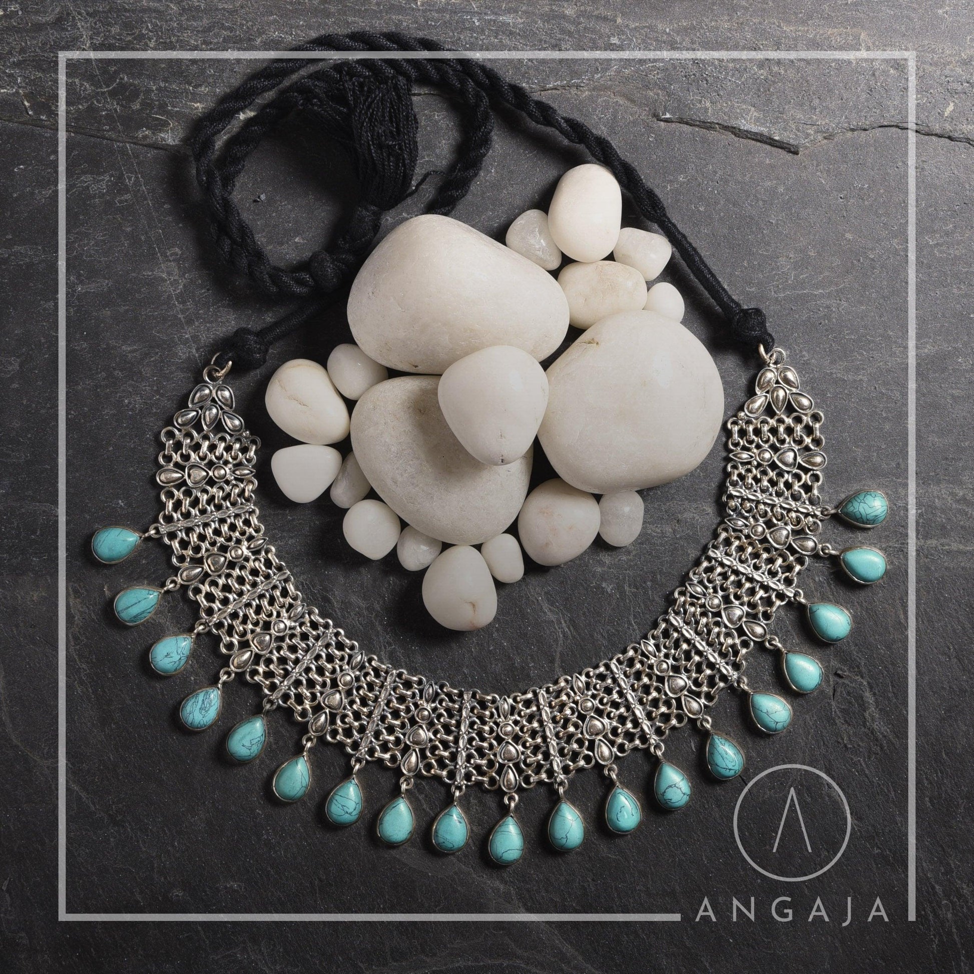 Turquoise Silver Necklace - Angaja Silver